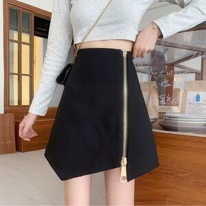 Stylish Black Skirt with Gold Zipper